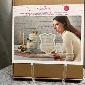 Kate Aspen Baby Onesie Guest Book Set - White and Brown